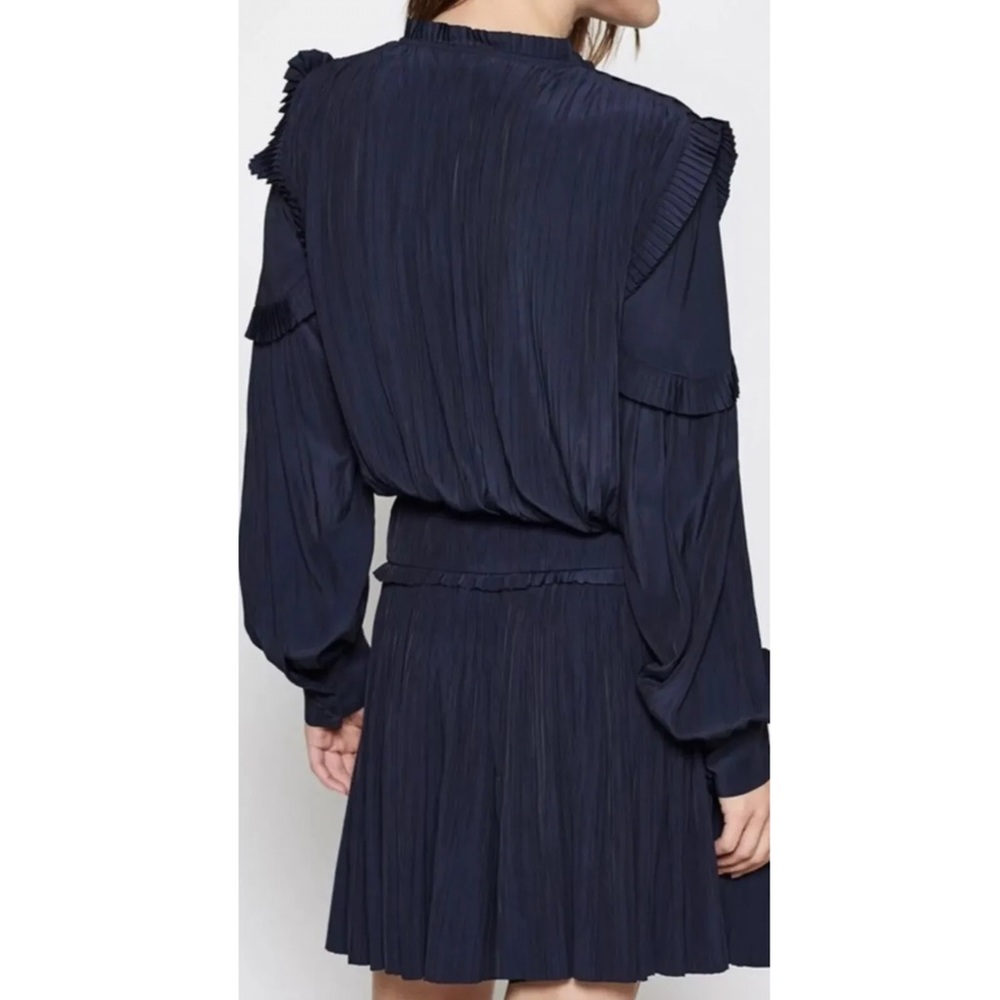 Joie Jazelle Pleated Ruffle Flounce Dress Navy, Size 4 - Picture 4 of 17